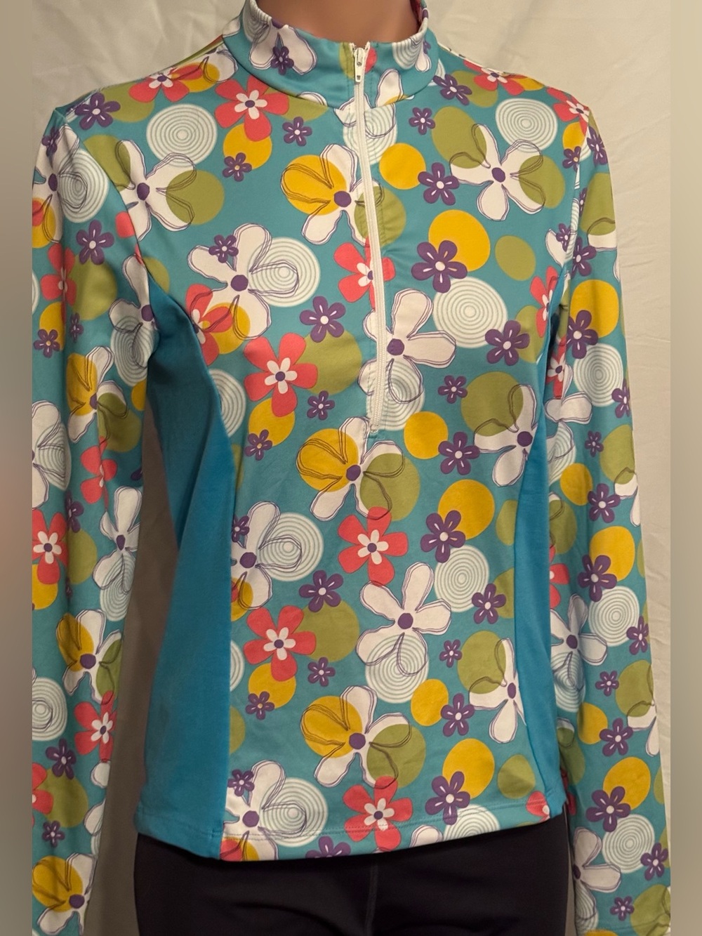 Sheila Moon Fun Floral Long Sleeve Zip-Front Cycling Jersey M